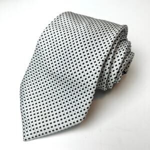 Giorgio Armani Mini Polka Dot 100% Silk Tie Made in Italy Light Blue & Brown